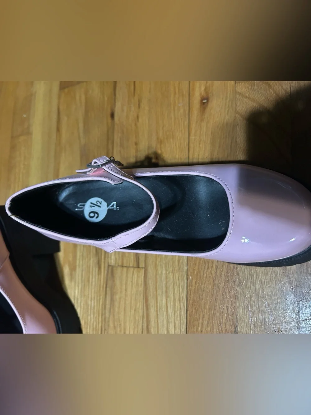 Patent Platform Mary Jane Pumps in Light Pink